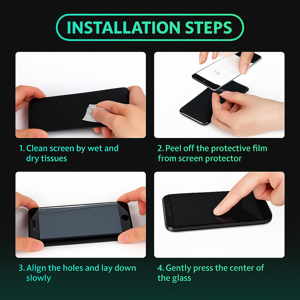 Premium Tempered Glass Screen Protector for iPhone (11, 12, 13, 14, 15, SE & All Models)